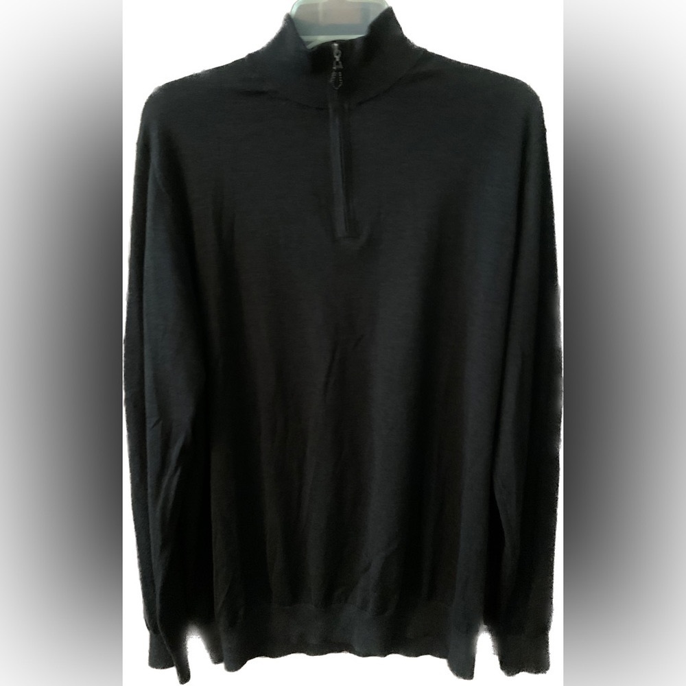 Alan Paine England Sweater XL Men’s Luxury Cashmere Cozy Silk Wool Black Jumper